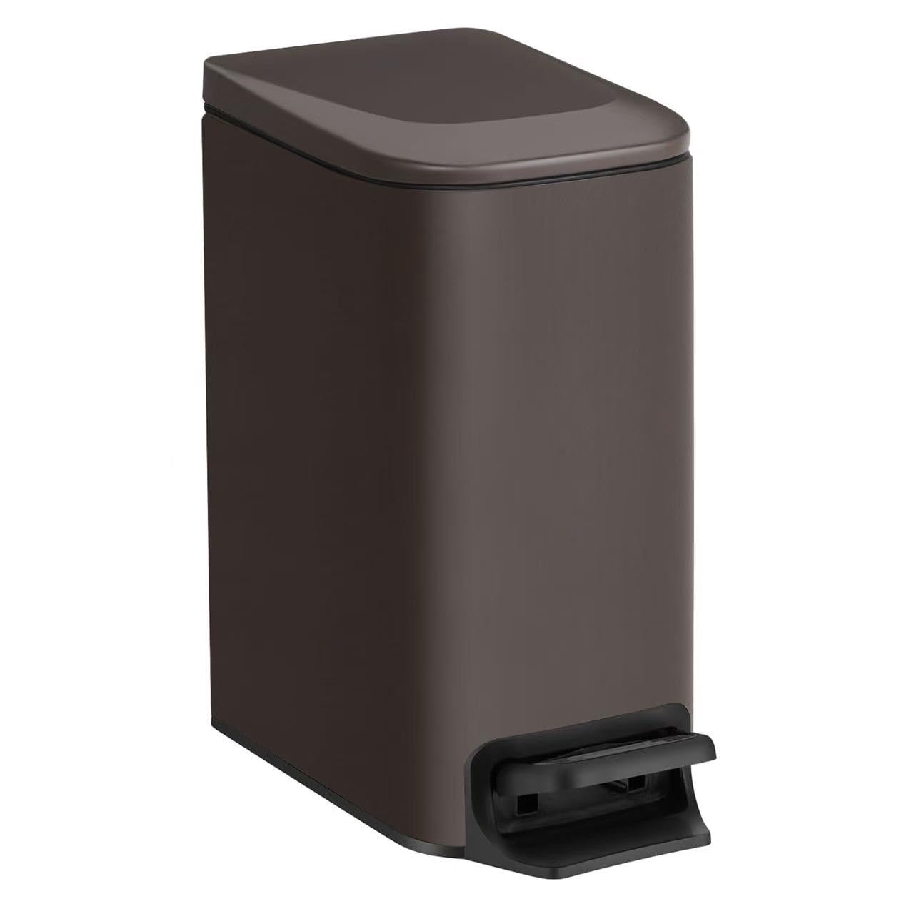TIPGO Slim Bathroom Trash Can with Lid Soft Close, 6 Liter / 1.6 Gallon Stainless Steel Garbage Can with Removable Inner Bucket, Step Pedal, Small Trash Cans for Bedroom, Office, Kitchen (Green)