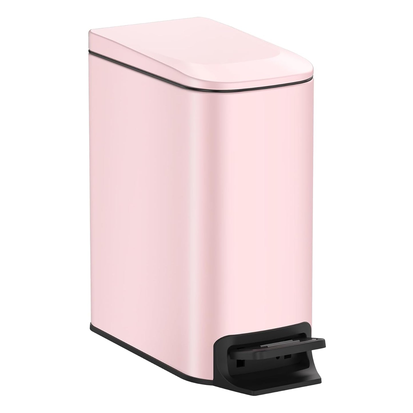 TIPGO Slim Bathroom Trash Can with Lid Soft Close, 6 Liter / 1.6 Gallon Stainless Steel Garbage Can with Removable Inner Bucket, Step Pedal, Small Trash Cans for Bedroom, Office, Kitchen (Green)