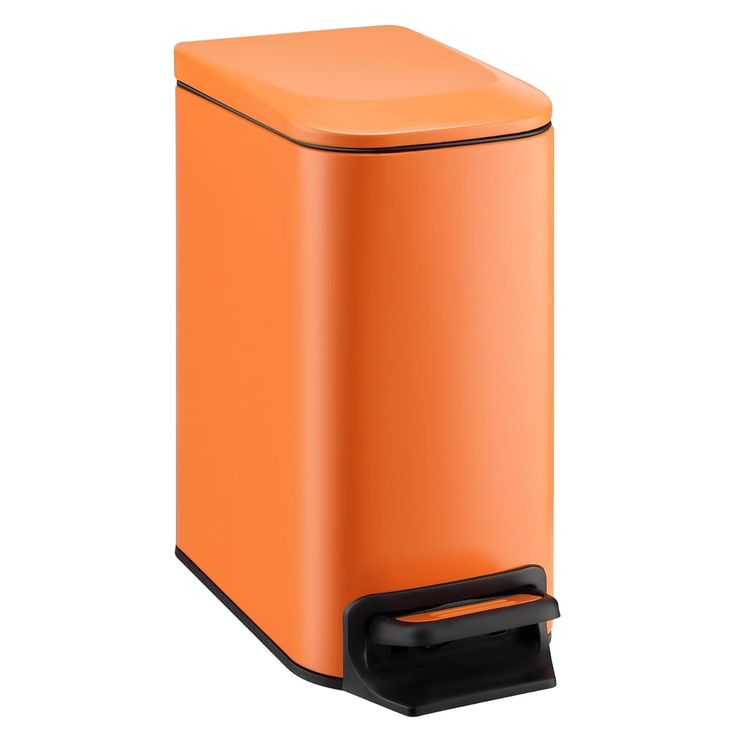 TIPGO Slim Bathroom Trash Can with Lid Soft Close, 6 Liter / 1.6 Gallon Stainless Steel Garbage Can with Removable Inner Bucket, Step Pedal, Small Trash Cans for Bedroom, Office, Kitchen (Green)