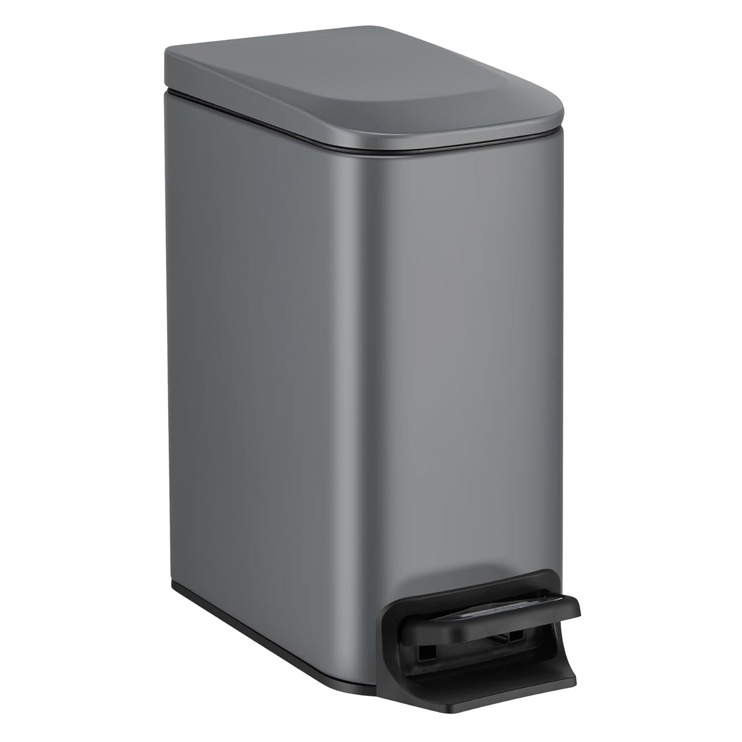 TIPGO Slim Bathroom Trash Can with Lid Soft Close, 6 Liter / 1.6 Gallon Stainless Steel Garbage Can with Removable Inner Bucket, Step Pedal, Small Trash Cans for Bedroom, Office, Kitchen (Green)