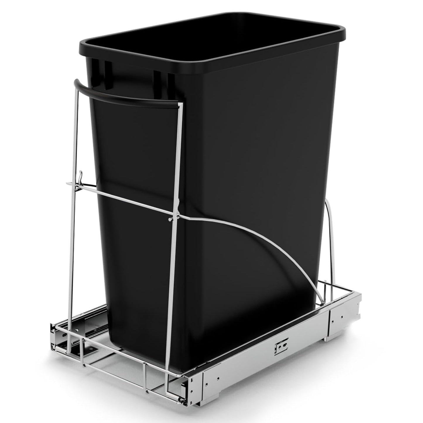 Tanamu Pull Out Trash Can Under Cabinet,Under Sink Slide Out Garbage for Kitchen,Requires 13" W X 18" D Minimum Cabinets,Chrome Adjustable for 7-10 Gallon Trash Can