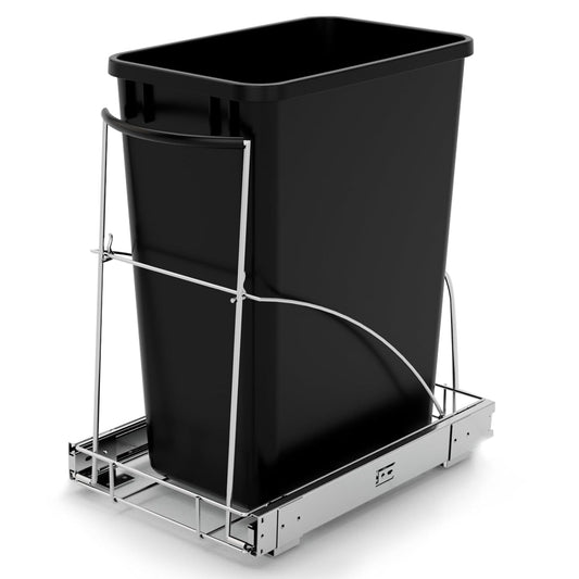Tanamu Pull Out Trash Can Under Cabinet,Under Sink Slide Out Garbage for Kitchen,Requires 13" W X 18" D Minimum Cabinets,Chrome Adjustable for 7-10 Gallon Trash Can