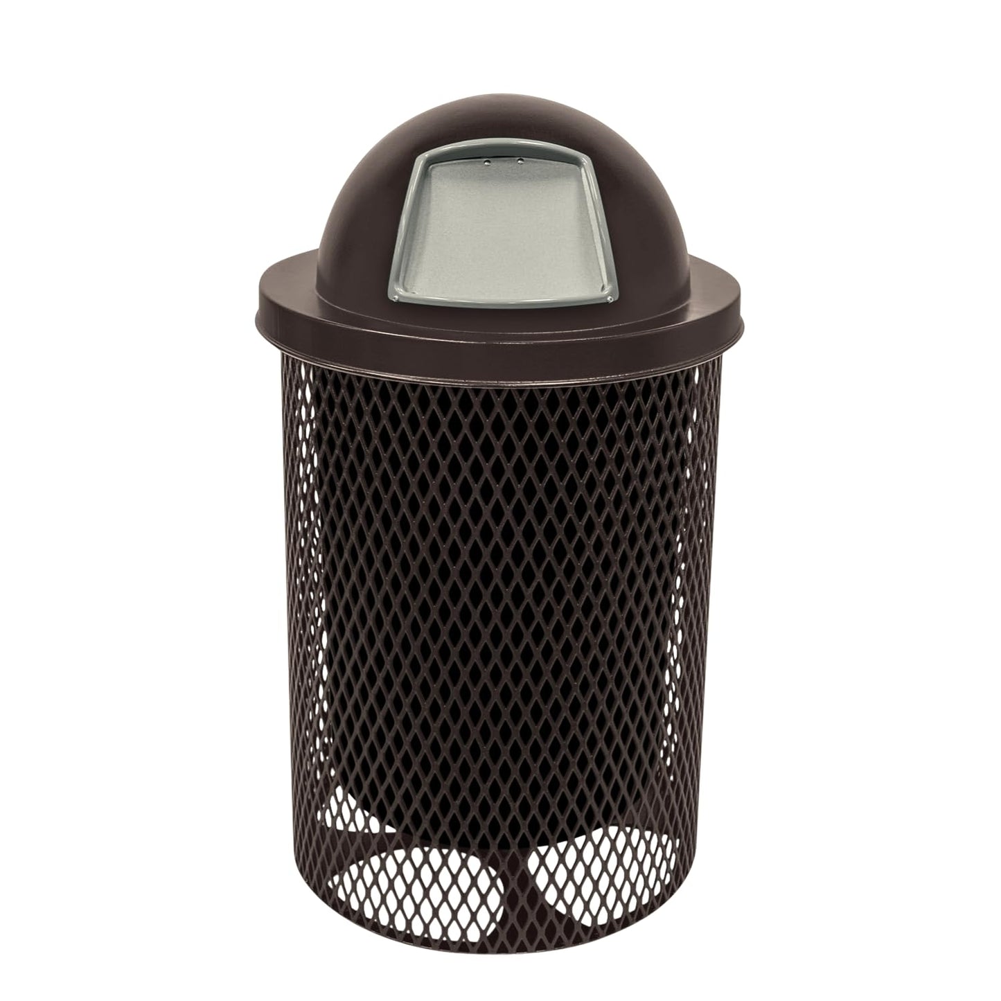 COATEDOUTDOORFURNITURE RFT-GRN Heavy Duty 32 Gallon Round Trash Receptacle, Liner Included, Green with Black Flat Top, Made in America