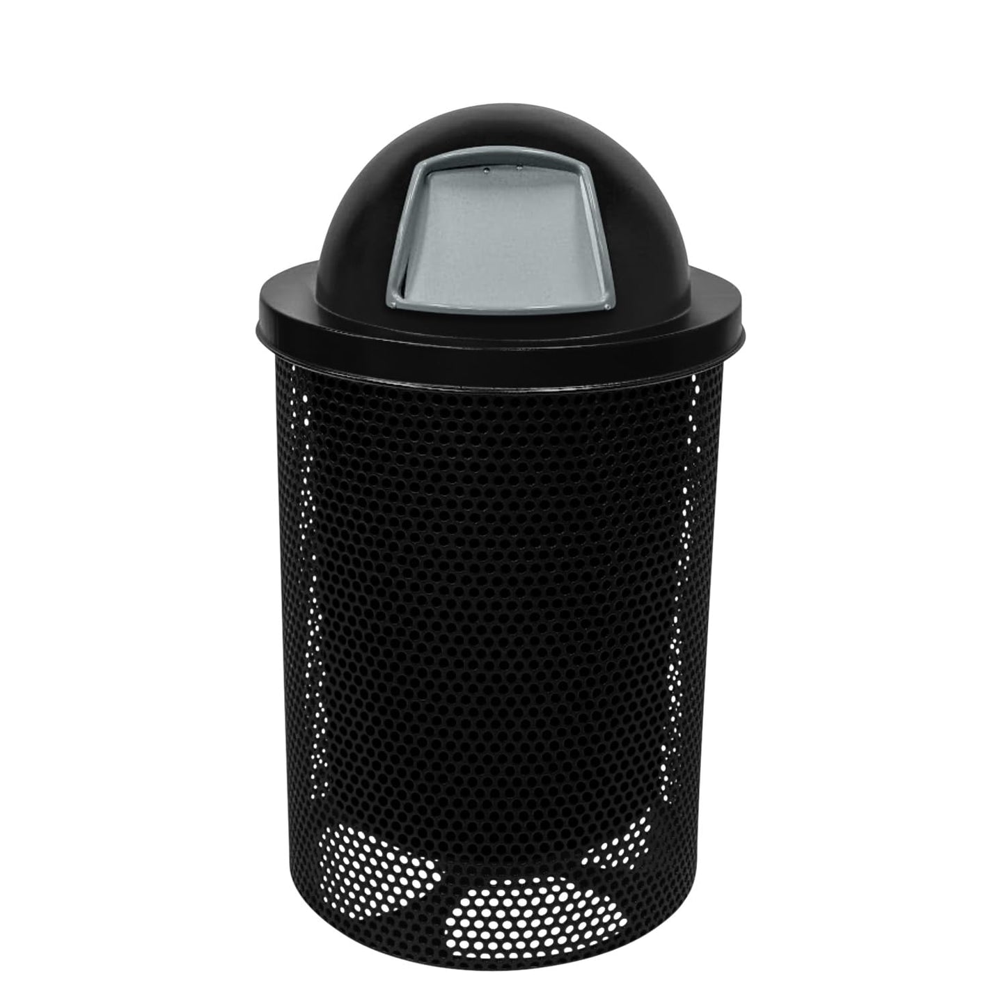 COATEDOUTDOORFURNITURE RFT-GRN Heavy Duty 32 Gallon Round Trash Receptacle, Liner Included, Green with Black Flat Top, Made in America