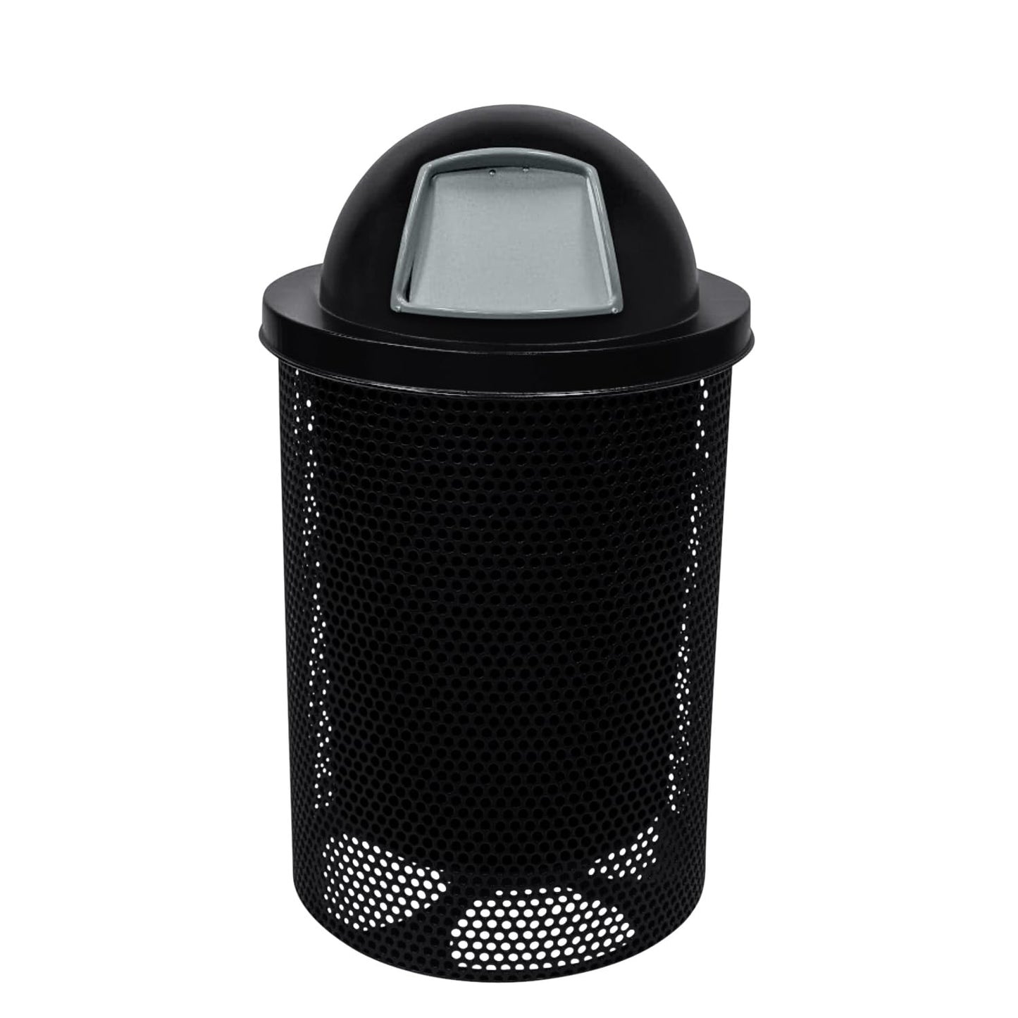 COATEDOUTDOORFURNITURE RFT-GRN Heavy Duty 32 Gallon Round Trash Receptacle, Liner Included, Green with Black Flat Top, Made in America