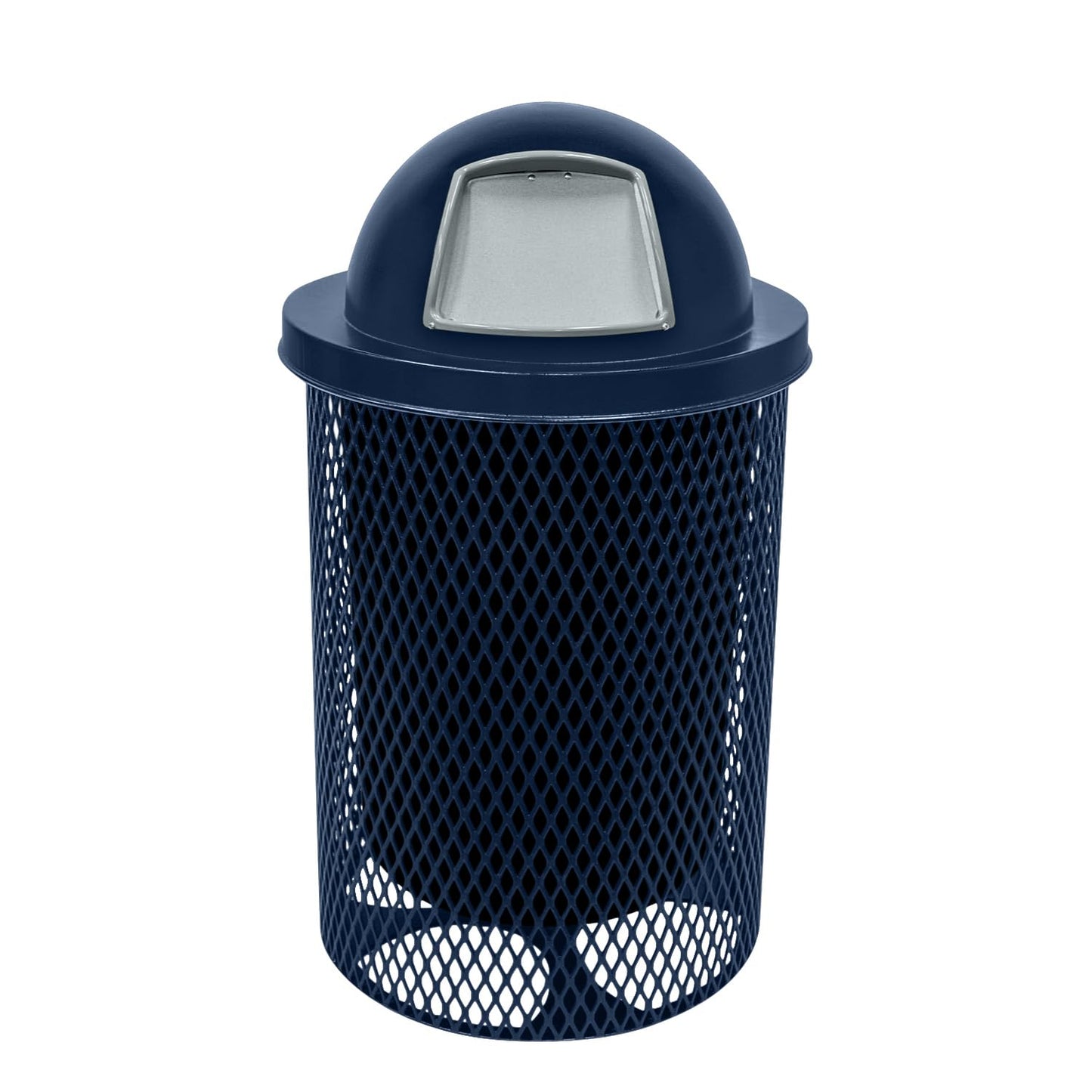 COATEDOUTDOORFURNITURE RFT-GRN Heavy Duty 32 Gallon Round Trash Receptacle, Liner Included, Green with Black Flat Top, Made in America