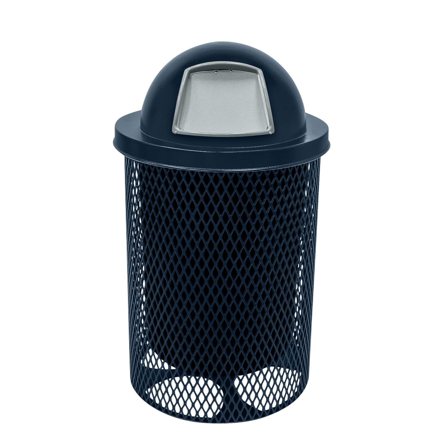 COATEDOUTDOORFURNITURE RFT-GRN Heavy Duty 32 Gallon Round Trash Receptacle, Liner Included, Green with Black Flat Top, Made in America