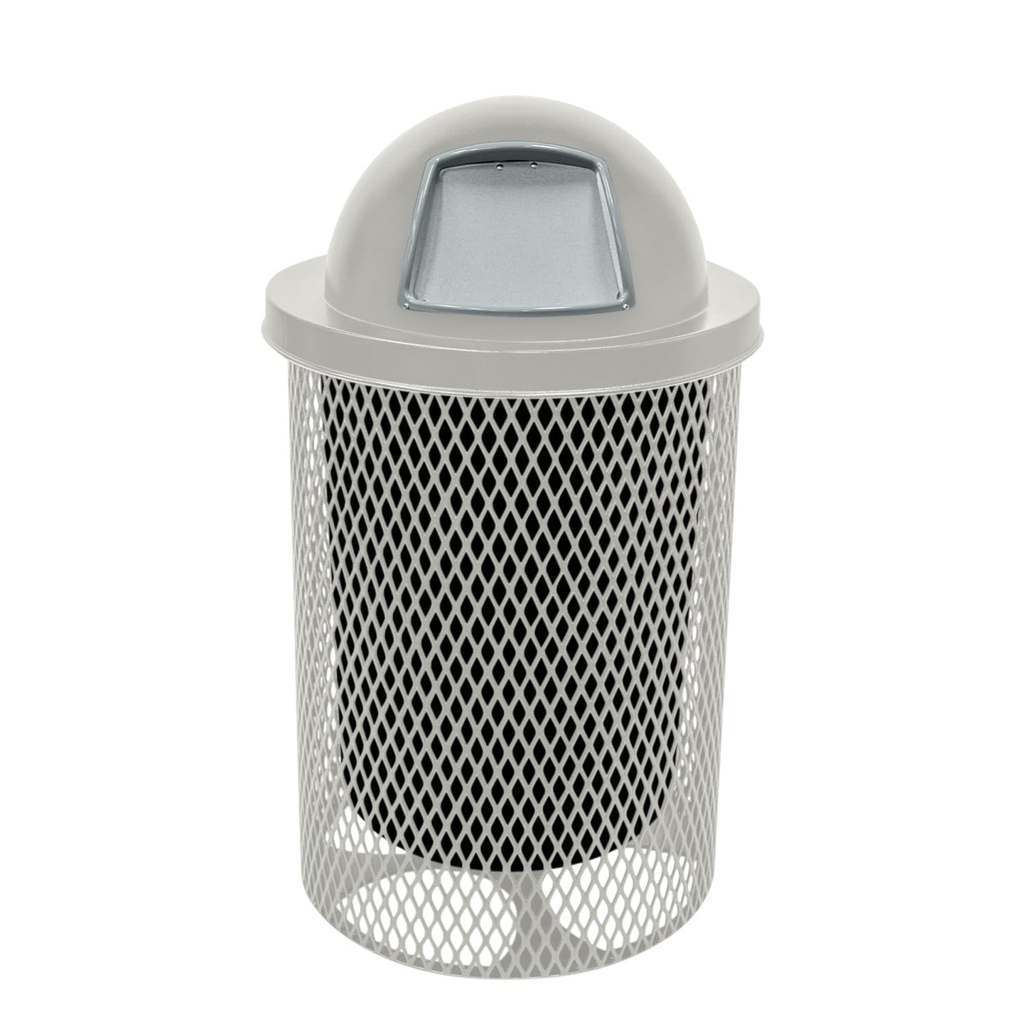 COATEDOUTDOORFURNITURE RFT-GRN Heavy Duty 32 Gallon Round Trash Receptacle, Liner Included, Green with Black Flat Top, Made in America