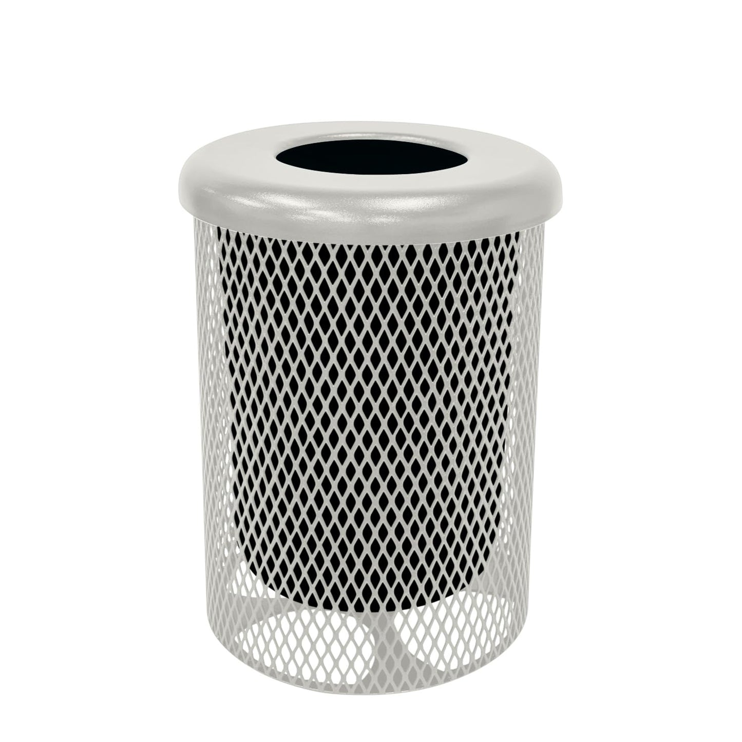 COATEDOUTDOORFURNITURE RFT-GRN Heavy Duty 32 Gallon Round Trash Receptacle, Liner Included, Green with Black Flat Top, Made in America