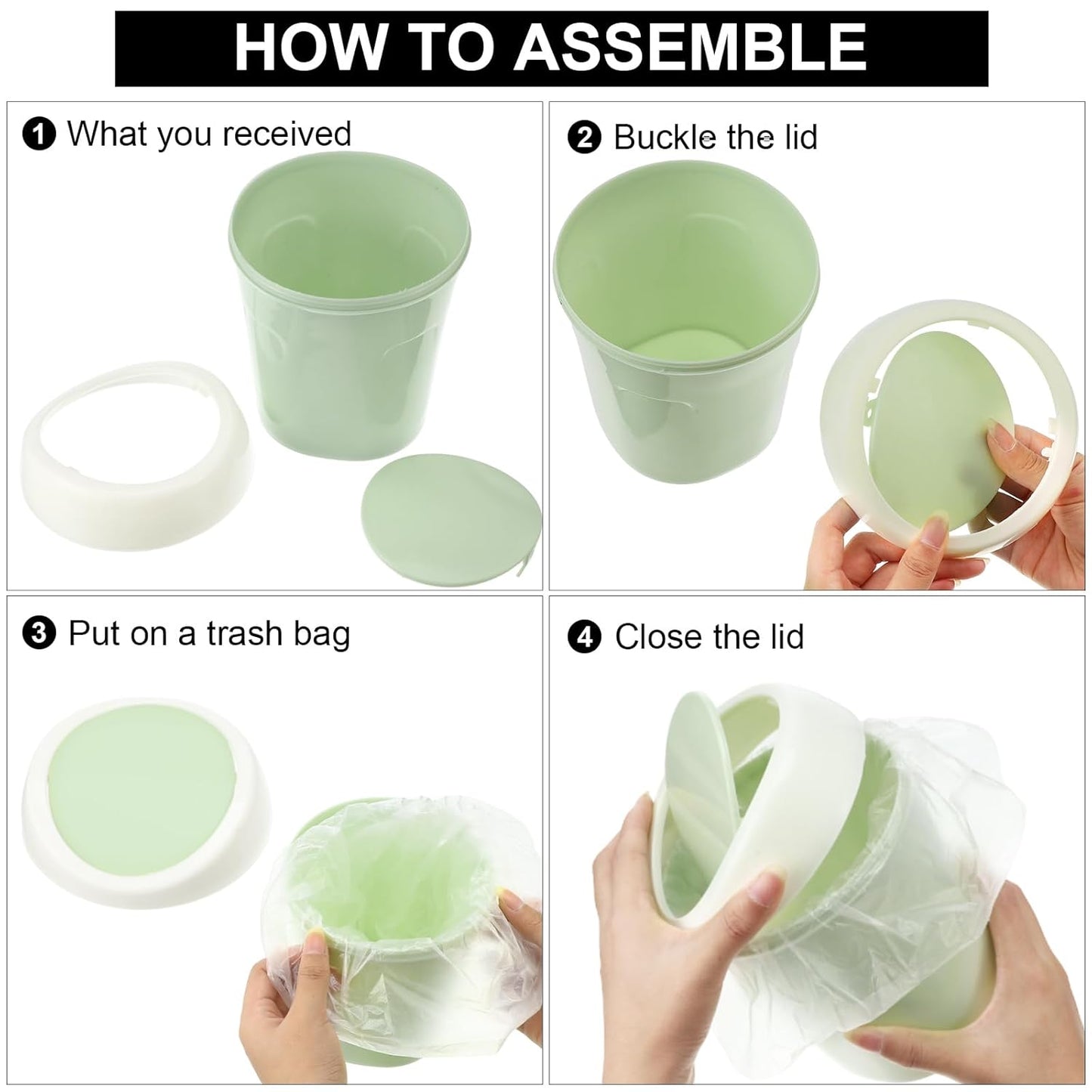 Zhehao 8 Pcs Plastic Mini Wastebasket Trash Can with Swing Lid 360 Trash Bags Desktop Small Garbage Bin Countertop Vanity Tabletop Waste Paper Basket for Home Office (Blue,Green,Pink)