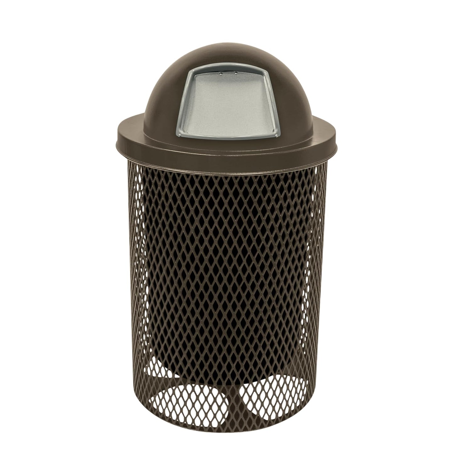 COATEDOUTDOORFURNITURE RFT-GRN Heavy Duty 32 Gallon Round Trash Receptacle, Liner Included, Green with Black Flat Top, Made in America