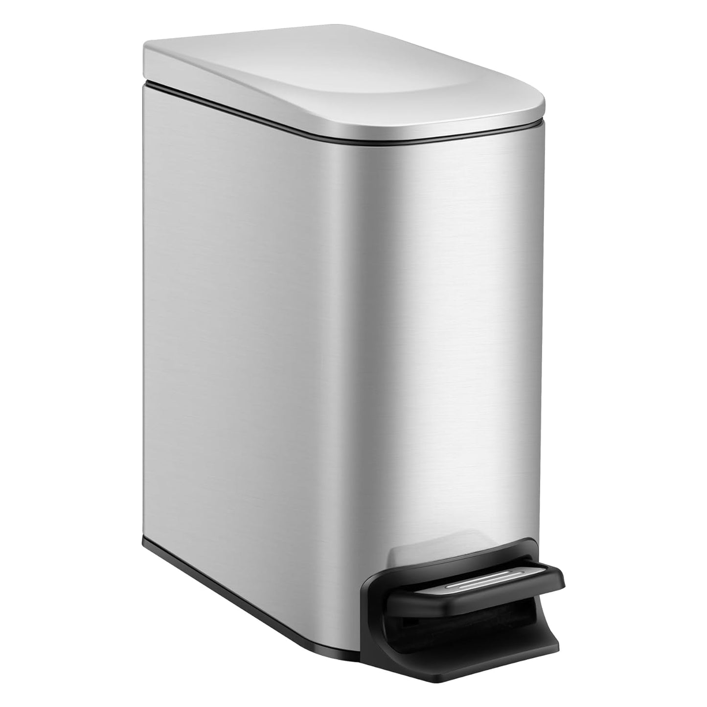 TIPGO Slim Bathroom Trash Can with Lid Soft Close, 6 Liter / 1.6 Gallon Stainless Steel Garbage Can with Removable Inner Bucket, Step Pedal, Small Trash Cans for Bedroom, Office, Kitchen (Green)