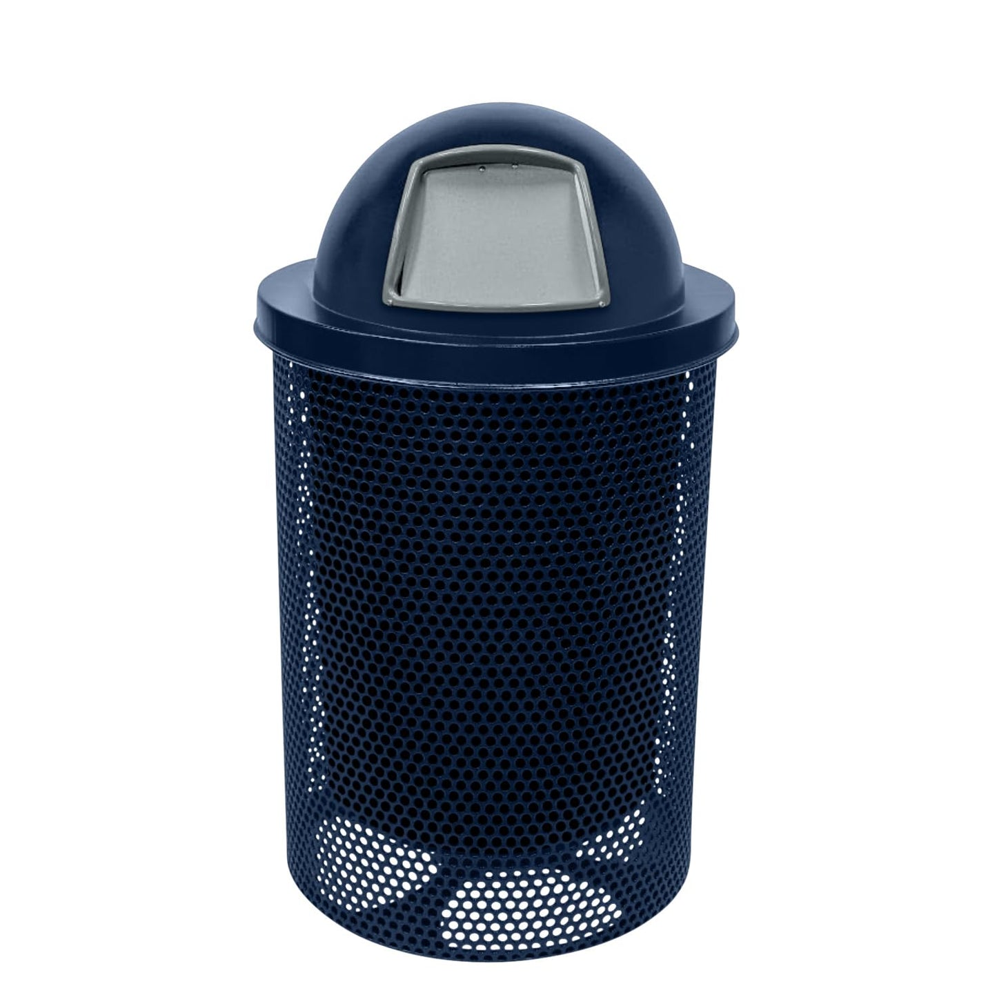 COATEDOUTDOORFURNITURE RFT-GRN Heavy Duty 32 Gallon Round Trash Receptacle, Liner Included, Green with Black Flat Top, Made in America