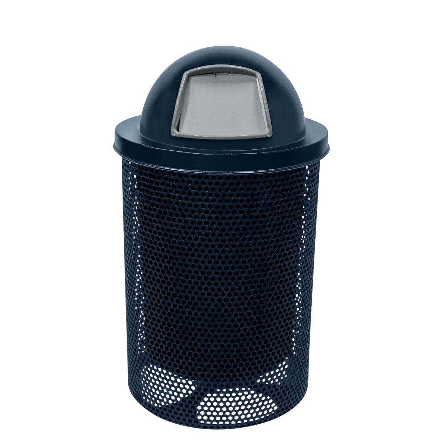 COATEDOUTDOORFURNITURE RFT-GRN Heavy Duty 32 Gallon Round Trash Receptacle, Liner Included, Green with Black Flat Top, Made in America