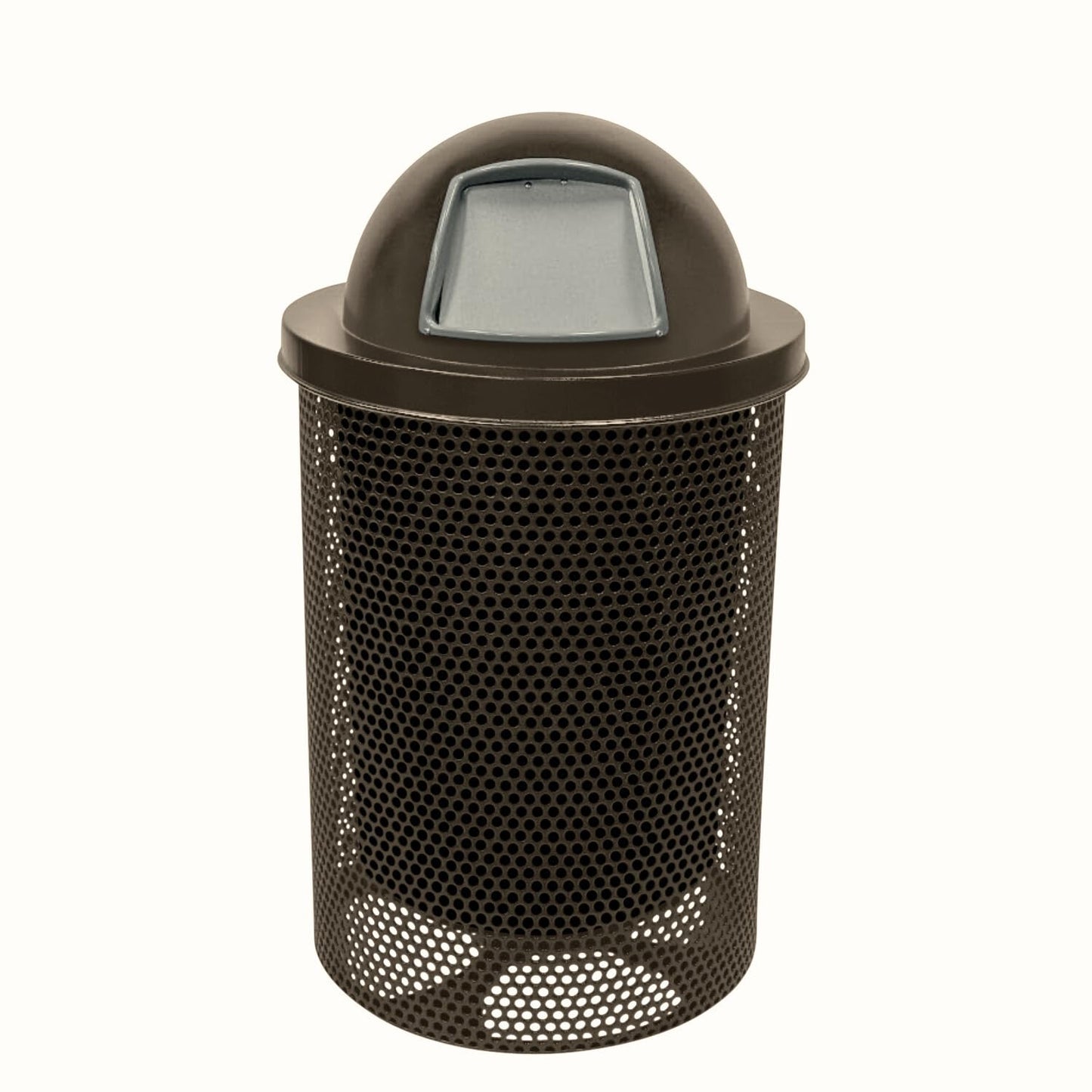 COATEDOUTDOORFURNITURE RFT-GRN Heavy Duty 32 Gallon Round Trash Receptacle, Liner Included, Green with Black Flat Top, Made in America