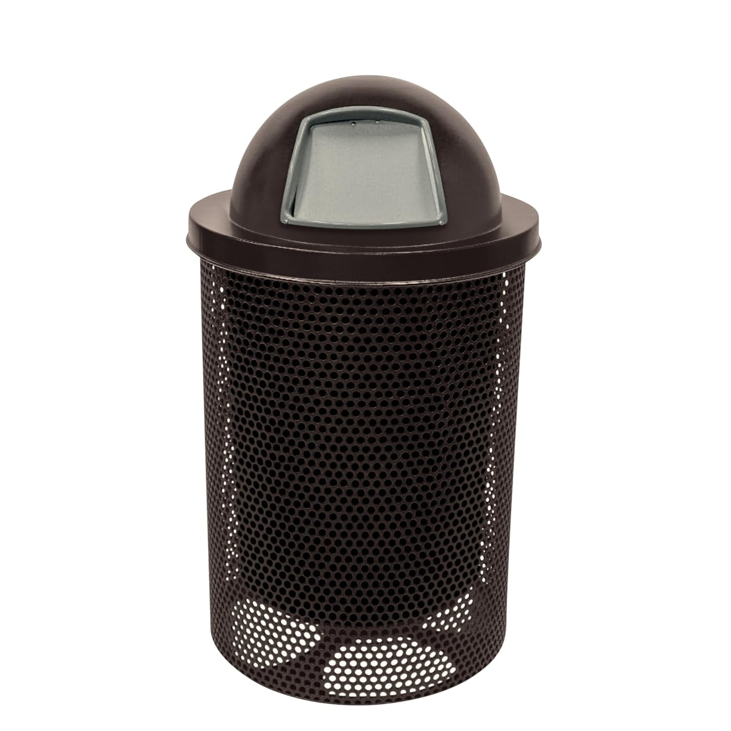 COATEDOUTDOORFURNITURE RFT-GRN Heavy Duty 32 Gallon Round Trash Receptacle, Liner Included, Green with Black Flat Top, Made in America