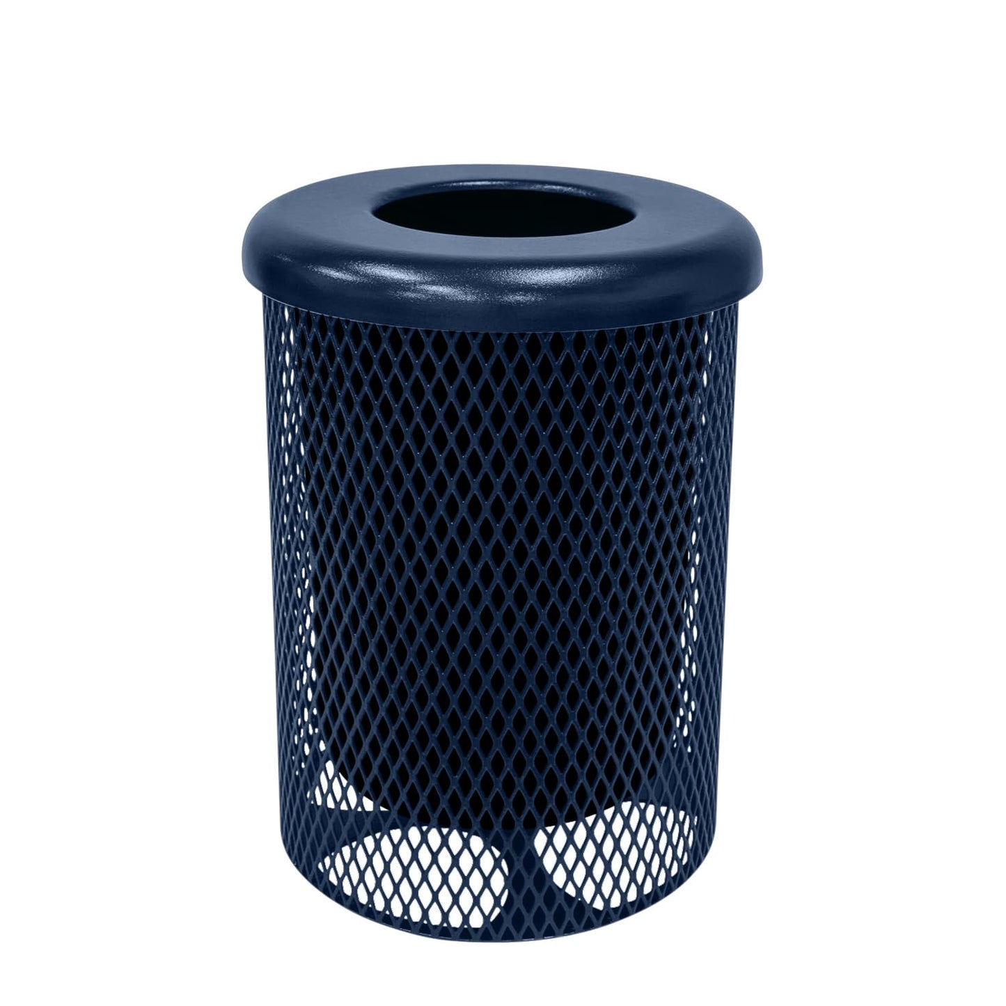 COATEDOUTDOORFURNITURE RFT-GRN Heavy Duty 32 Gallon Round Trash Receptacle, Liner Included, Green with Black Flat Top, Made in America