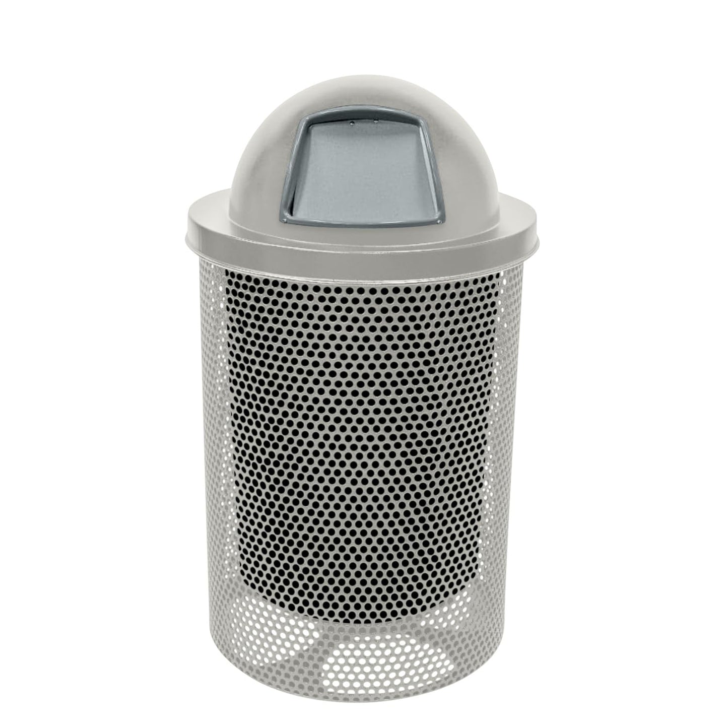 COATEDOUTDOORFURNITURE RFT-GRN Heavy Duty 32 Gallon Round Trash Receptacle, Liner Included, Green with Black Flat Top, Made in America