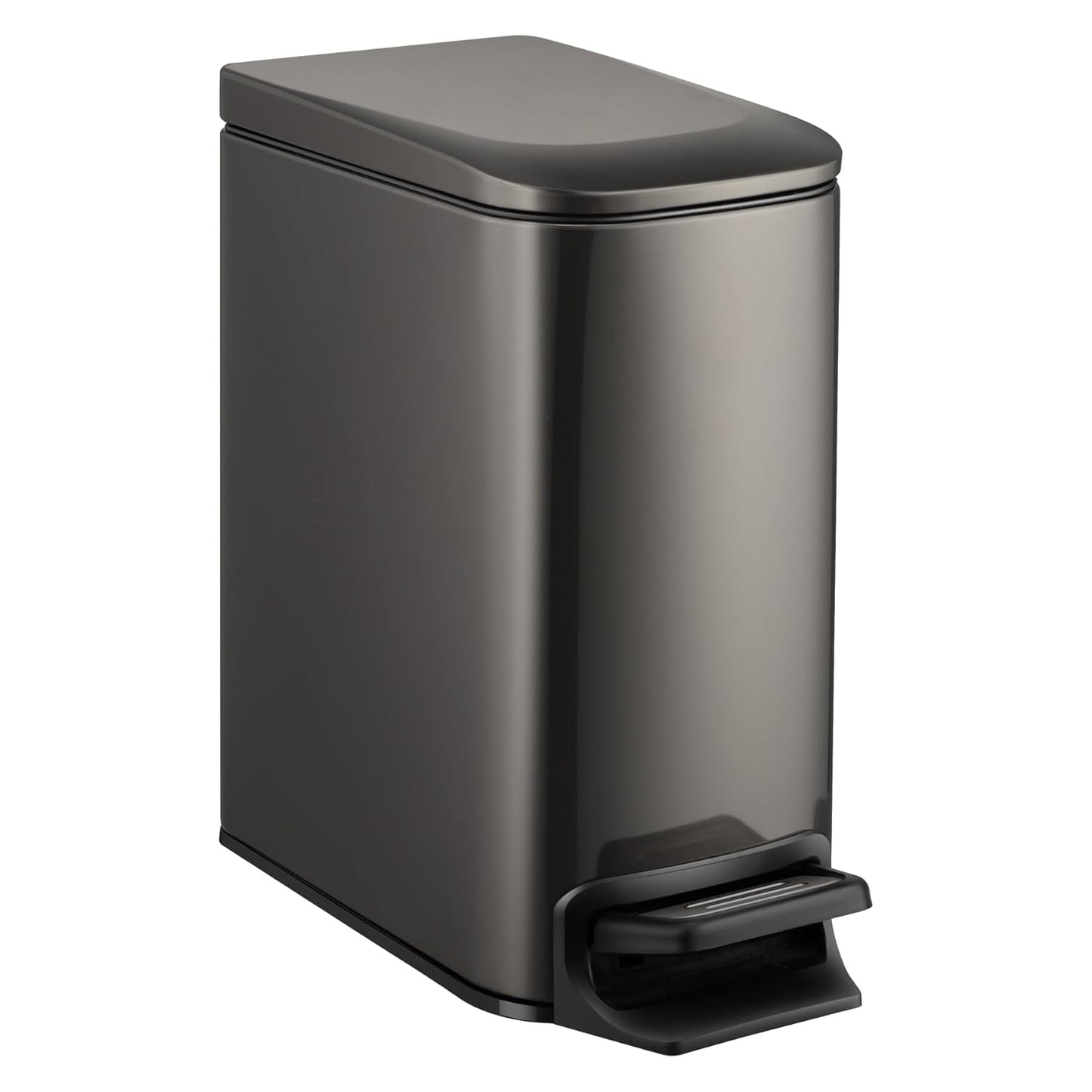 TIPGO Slim Bathroom Trash Can with Lid Soft Close, 6 Liter / 1.6 Gallon Stainless Steel Garbage Can with Removable Inner Bucket, Step Pedal, Small Trash Cans for Bedroom, Office, Kitchen (Green)