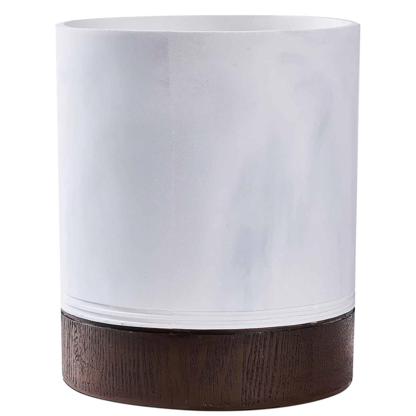 Natural Travertine Textures Mini Trash Can with Rose Gold Stainless Steel Lid, Mini Countertop Trash Can for Bathroom Kitchen, Desk or Table top Mini Garbage Can, Resin Tiny Waste Basket for Vanity