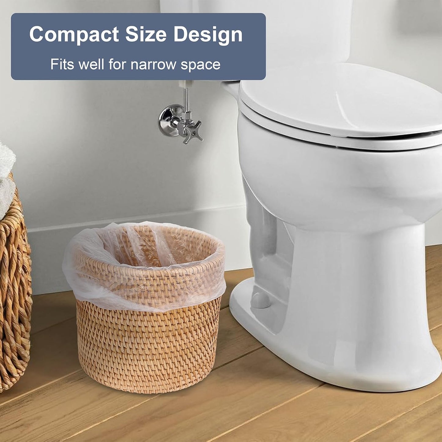 Sumnacon Mini Wicker Trash Can Cute Round Waste Basket for Bedroom Desktop Natural Rattan Trash Can for Bathroom,Office,Kitchen Versatile Woven Trash Cans for Paper Waste,Plant,Flower