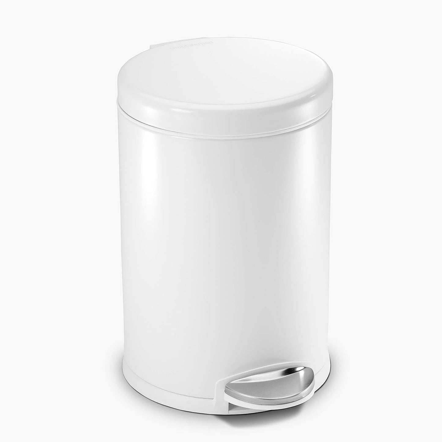 simplehuman 4.5 Liter / 1.2 Gallon Round Bathroom Step Trash Can, Brushed Stainless Steel