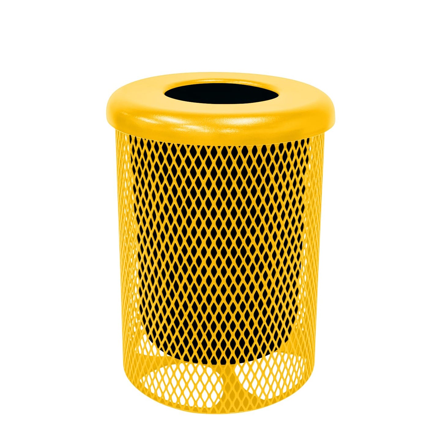 COATEDOUTDOORFURNITURE RFT-GRN Heavy Duty 32 Gallon Round Trash Receptacle, Liner Included, Green with Black Flat Top, Made in America