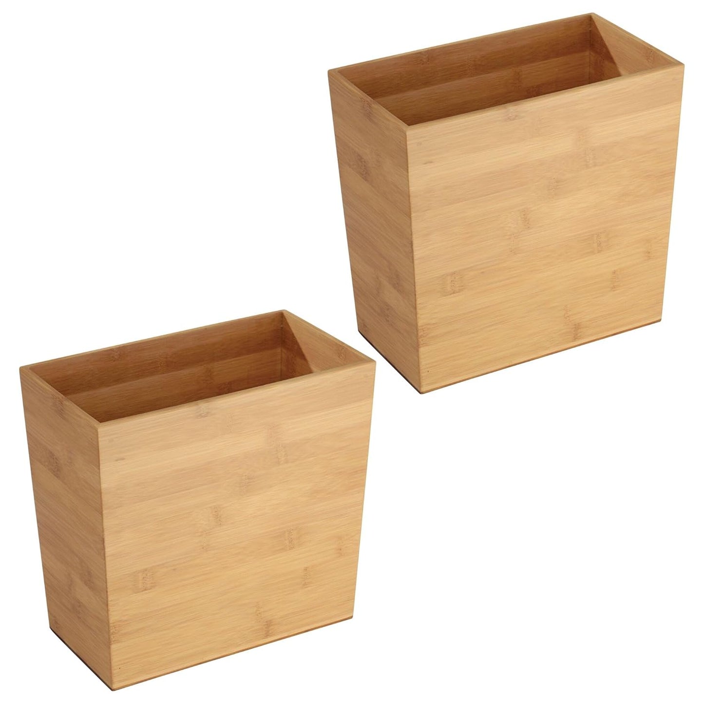 iDesign Rectangular Bamboo Waste Basket, The Formbu Collection – 10.5" x 5.75" x 10”, Natural Wood Finish