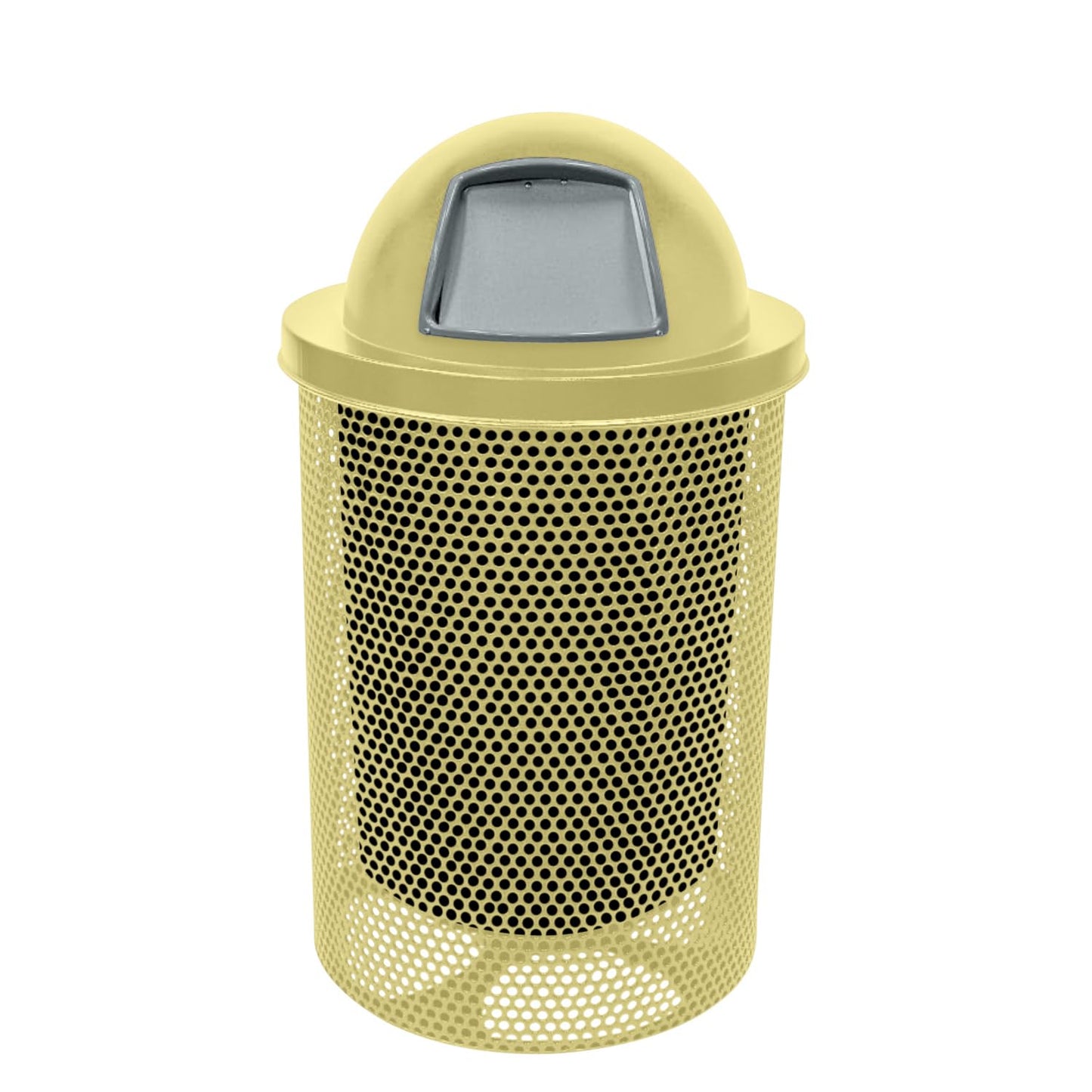 COATEDOUTDOORFURNITURE RFT-GRN Heavy Duty 32 Gallon Round Trash Receptacle, Liner Included, Green with Black Flat Top, Made in America