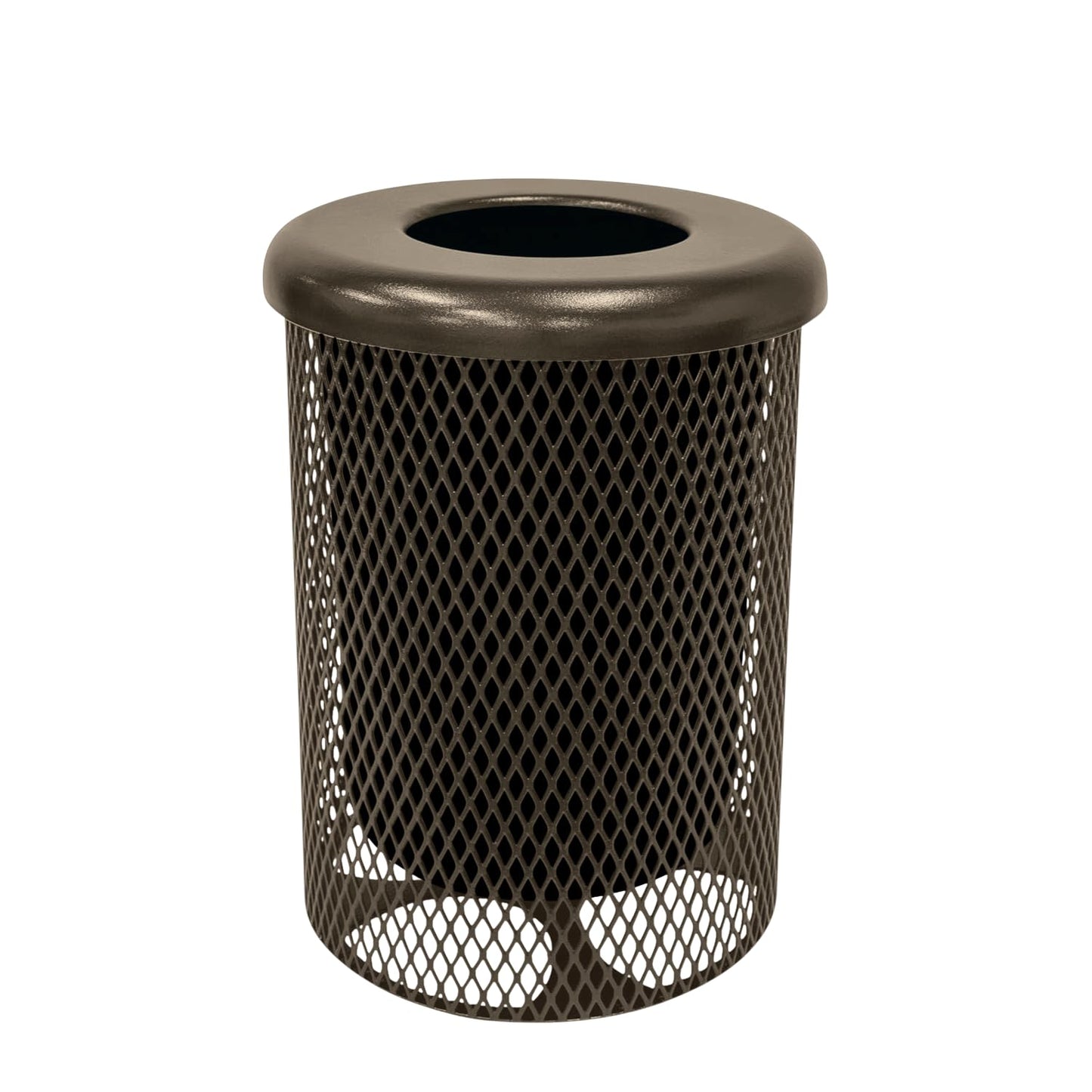 COATEDOUTDOORFURNITURE RFT-GRN Heavy Duty 32 Gallon Round Trash Receptacle, Liner Included, Green with Black Flat Top, Made in America