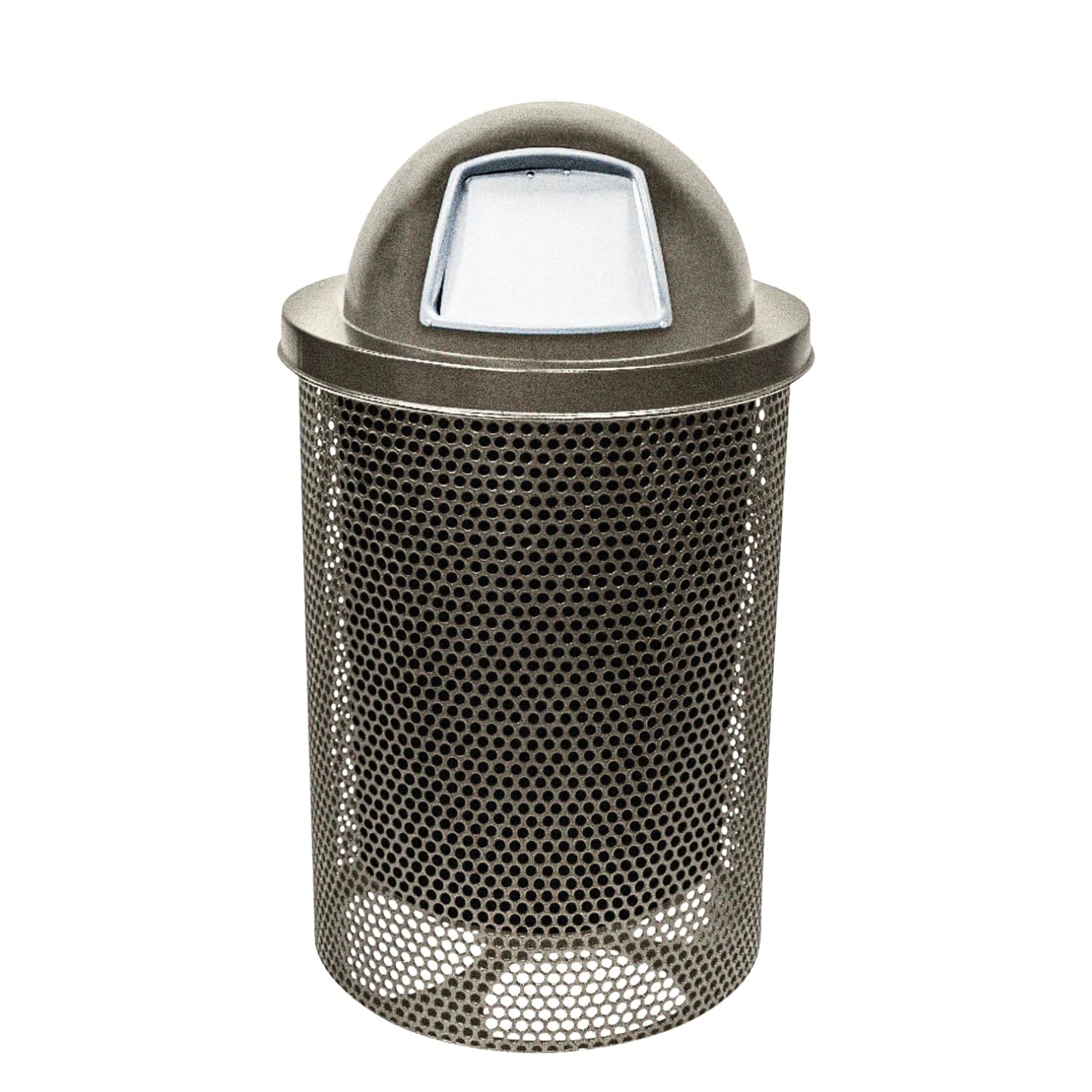 COATEDOUTDOORFURNITURE RFT-GRN Heavy Duty 32 Gallon Round Trash Receptacle, Liner Included, Green with Black Flat Top, Made in America