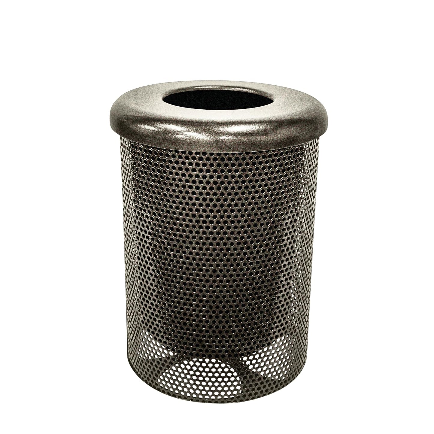 COATEDOUTDOORFURNITURE RFT-GRN Heavy Duty 32 Gallon Round Trash Receptacle, Liner Included, Green with Black Flat Top, Made in America