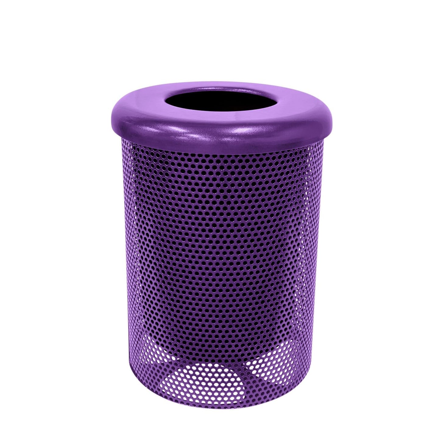 COATEDOUTDOORFURNITURE RFT-GRN Heavy Duty 32 Gallon Round Trash Receptacle, Liner Included, Green with Black Flat Top, Made in America