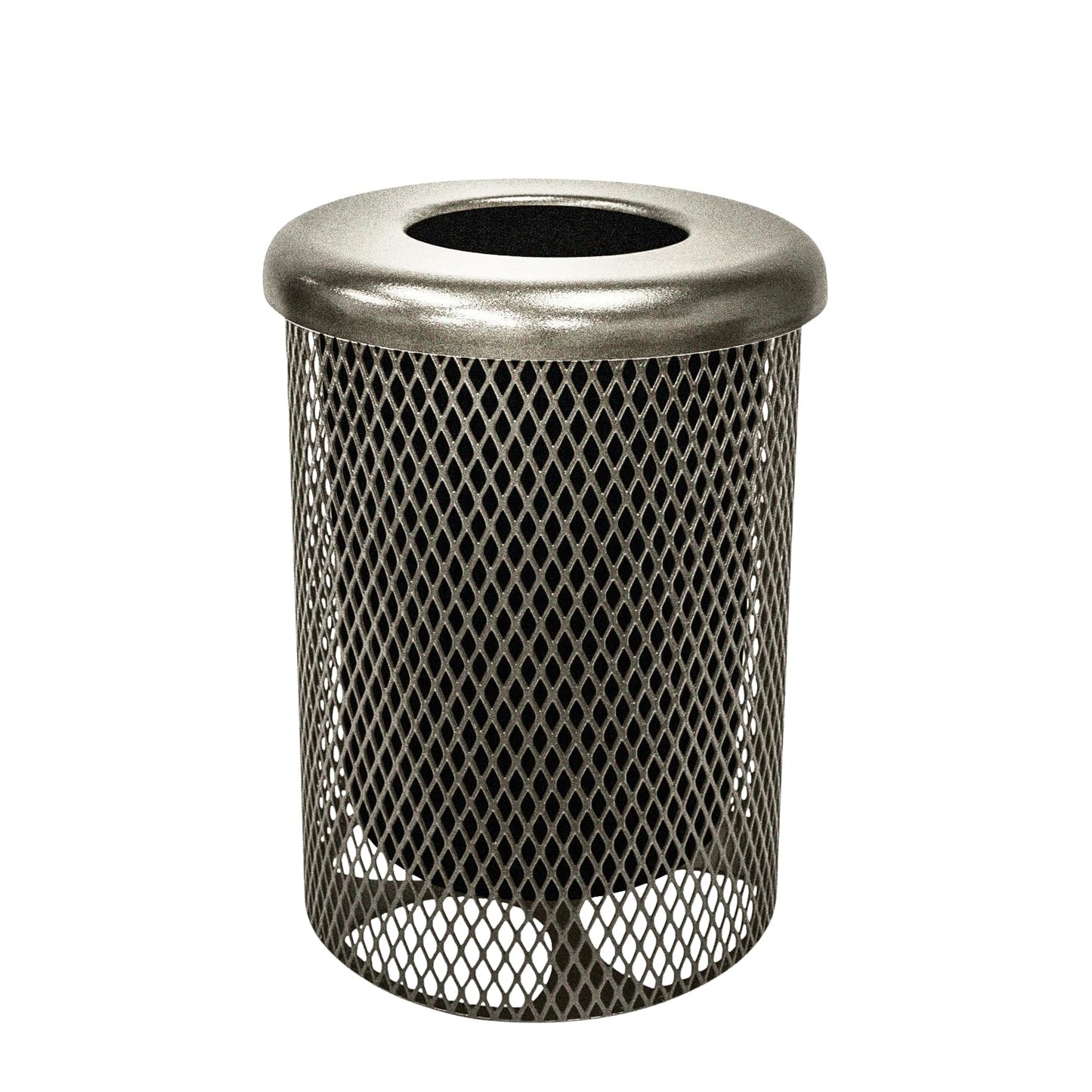 COATEDOUTDOORFURNITURE RFT-GRN Heavy Duty 32 Gallon Round Trash Receptacle, Liner Included, Green with Black Flat Top, Made in America