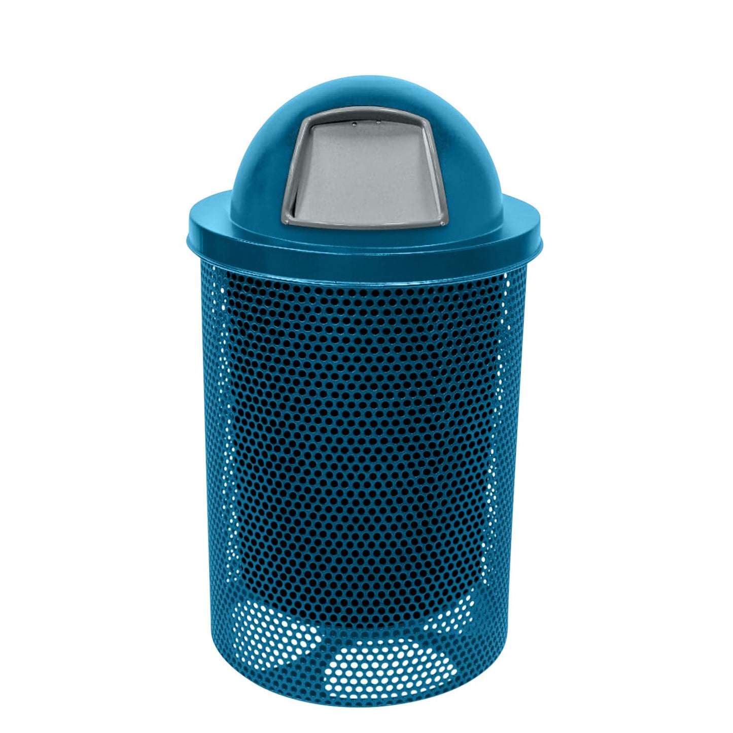 COATEDOUTDOORFURNITURE RFT-GRN Heavy Duty 32 Gallon Round Trash Receptacle, Liner Included, Green with Black Flat Top, Made in America