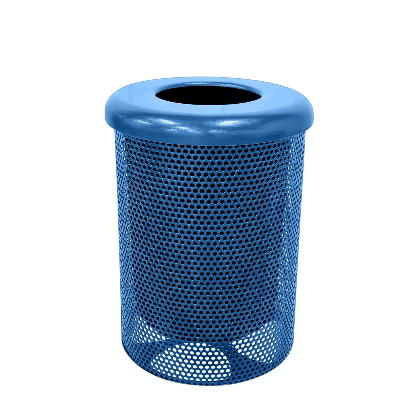 COATEDOUTDOORFURNITURE RFT-GRN Heavy Duty 32 Gallon Round Trash Receptacle, Liner Included, Green with Black Flat Top, Made in America