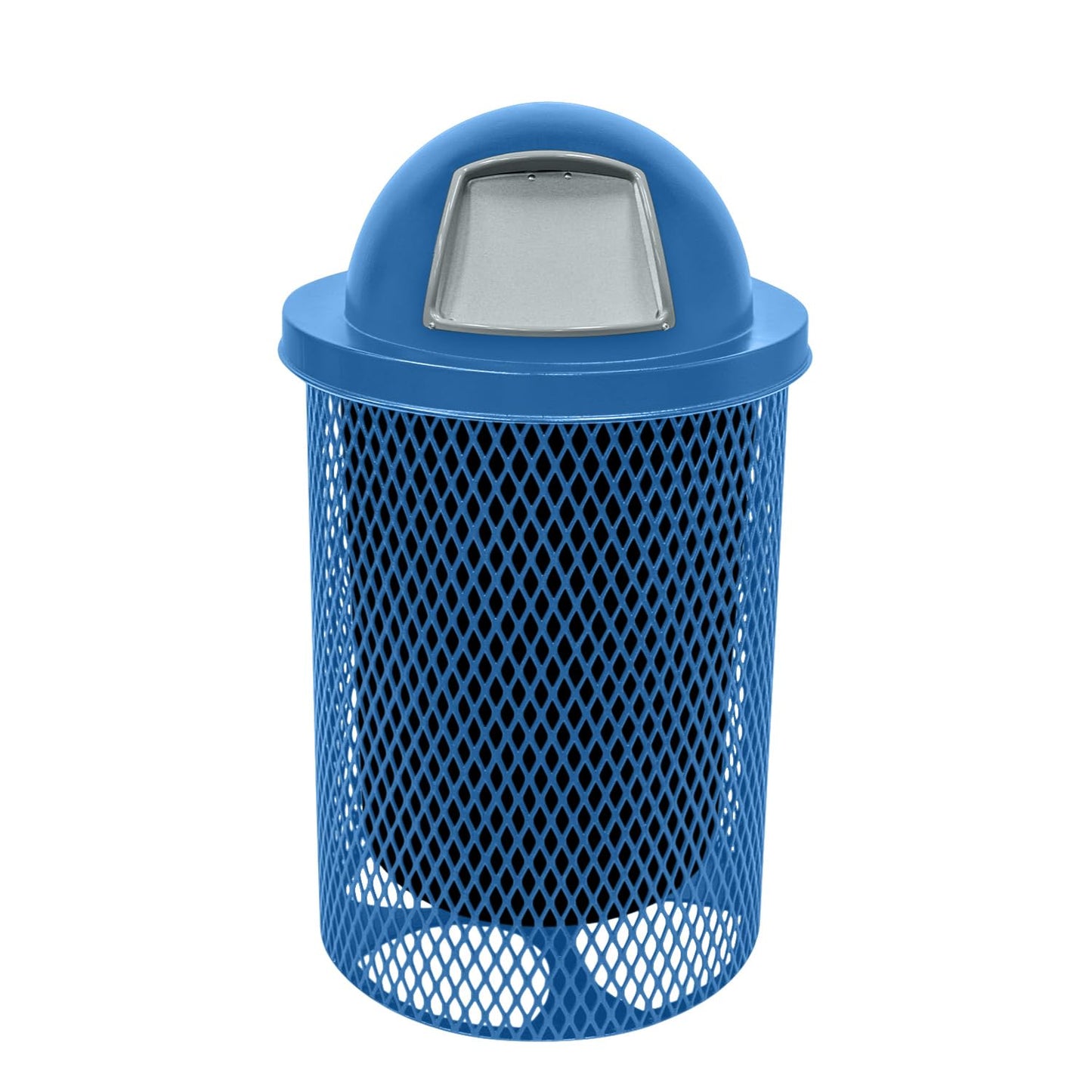 COATEDOUTDOORFURNITURE RFT-GRN Heavy Duty 32 Gallon Round Trash Receptacle, Liner Included, Green with Black Flat Top, Made in America