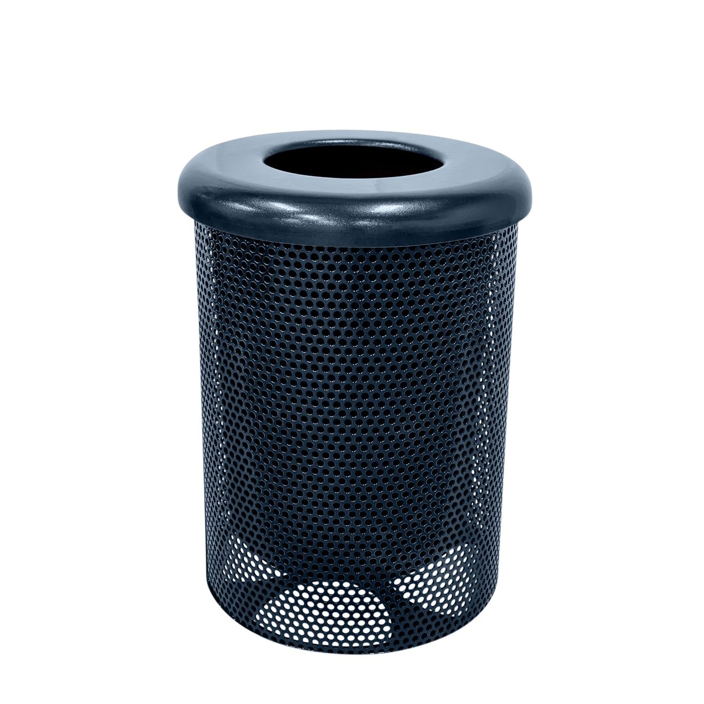 COATEDOUTDOORFURNITURE RFT-GRN Heavy Duty 32 Gallon Round Trash Receptacle, Liner Included, Green with Black Flat Top, Made in America