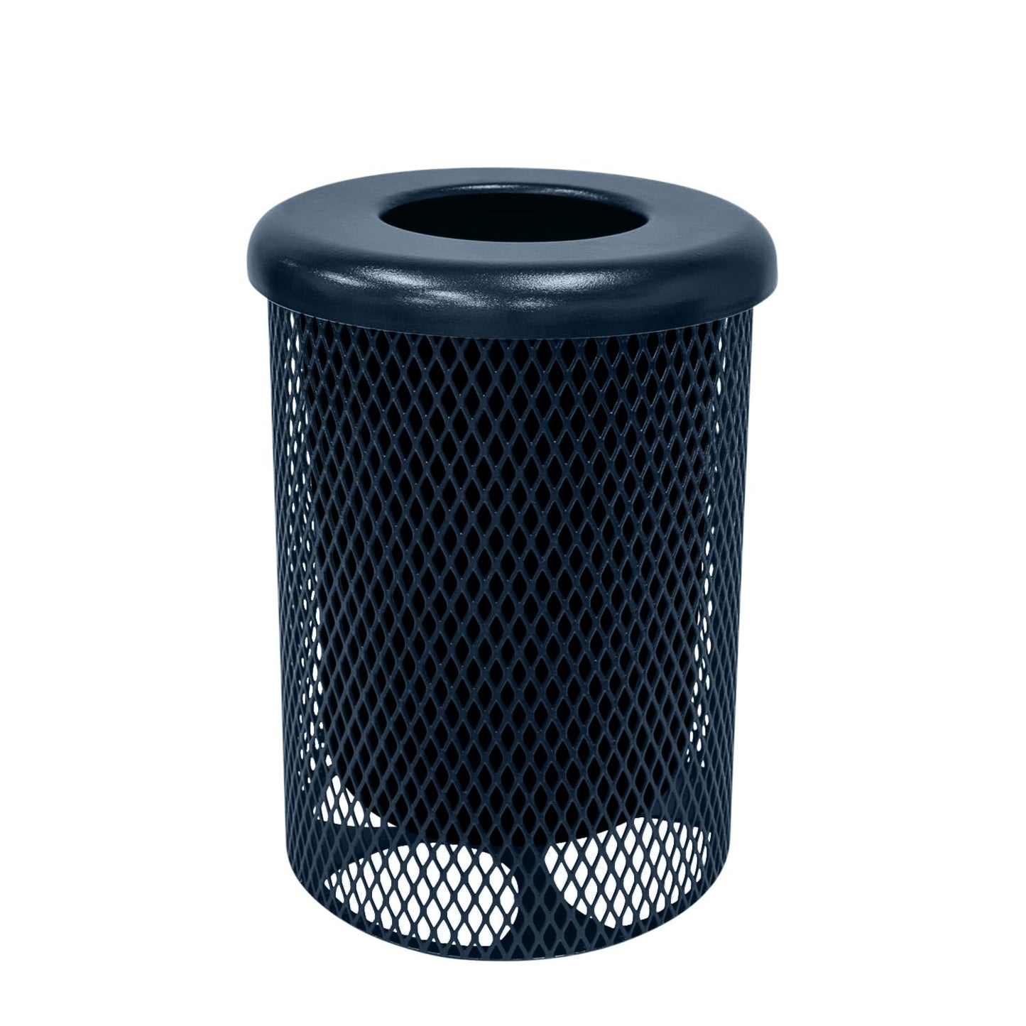 COATEDOUTDOORFURNITURE RFT-GRN Heavy Duty 32 Gallon Round Trash Receptacle, Liner Included, Green with Black Flat Top, Made in America