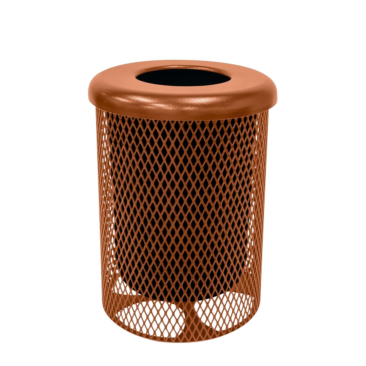 COATEDOUTDOORFURNITURE RFT-GRN Heavy Duty 32 Gallon Round Trash Receptacle, Liner Included, Green with Black Flat Top, Made in America
