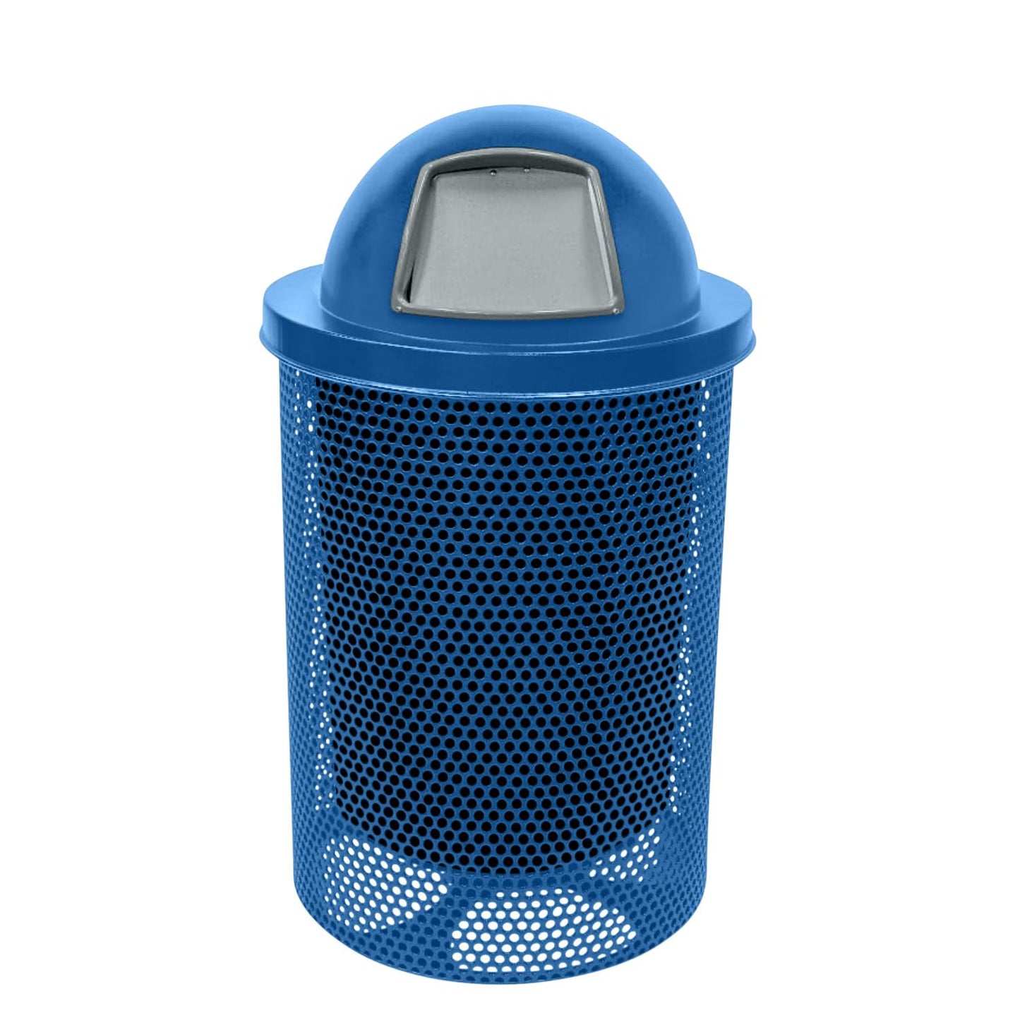 COATEDOUTDOORFURNITURE RFT-GRN Heavy Duty 32 Gallon Round Trash Receptacle, Liner Included, Green with Black Flat Top, Made in America
