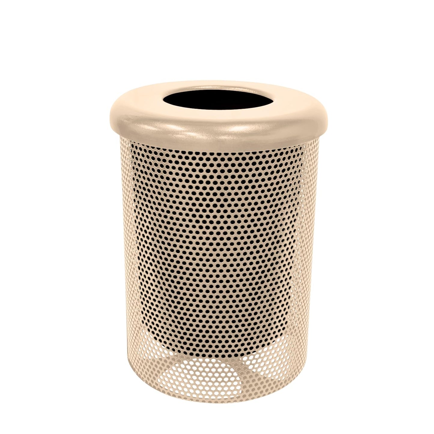 COATEDOUTDOORFURNITURE RFT-GRN Heavy Duty 32 Gallon Round Trash Receptacle, Liner Included, Green with Black Flat Top, Made in America