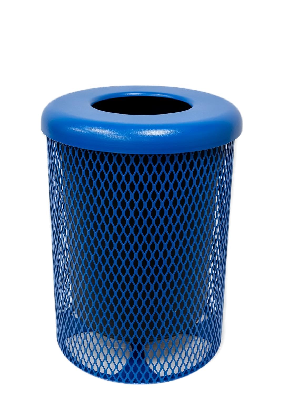 COATEDOUTDOORFURNITURE RFT-GRN Heavy Duty 32 Gallon Round Trash Receptacle, Liner Included, Green with Black Flat Top, Made in America