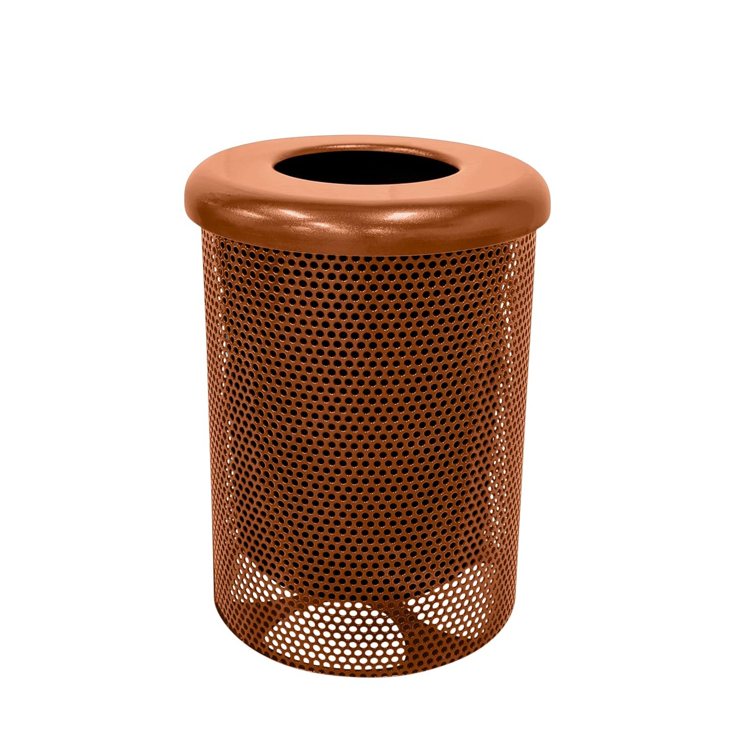 COATEDOUTDOORFURNITURE RFT-GRN Heavy Duty 32 Gallon Round Trash Receptacle, Liner Included, Green with Black Flat Top, Made in America