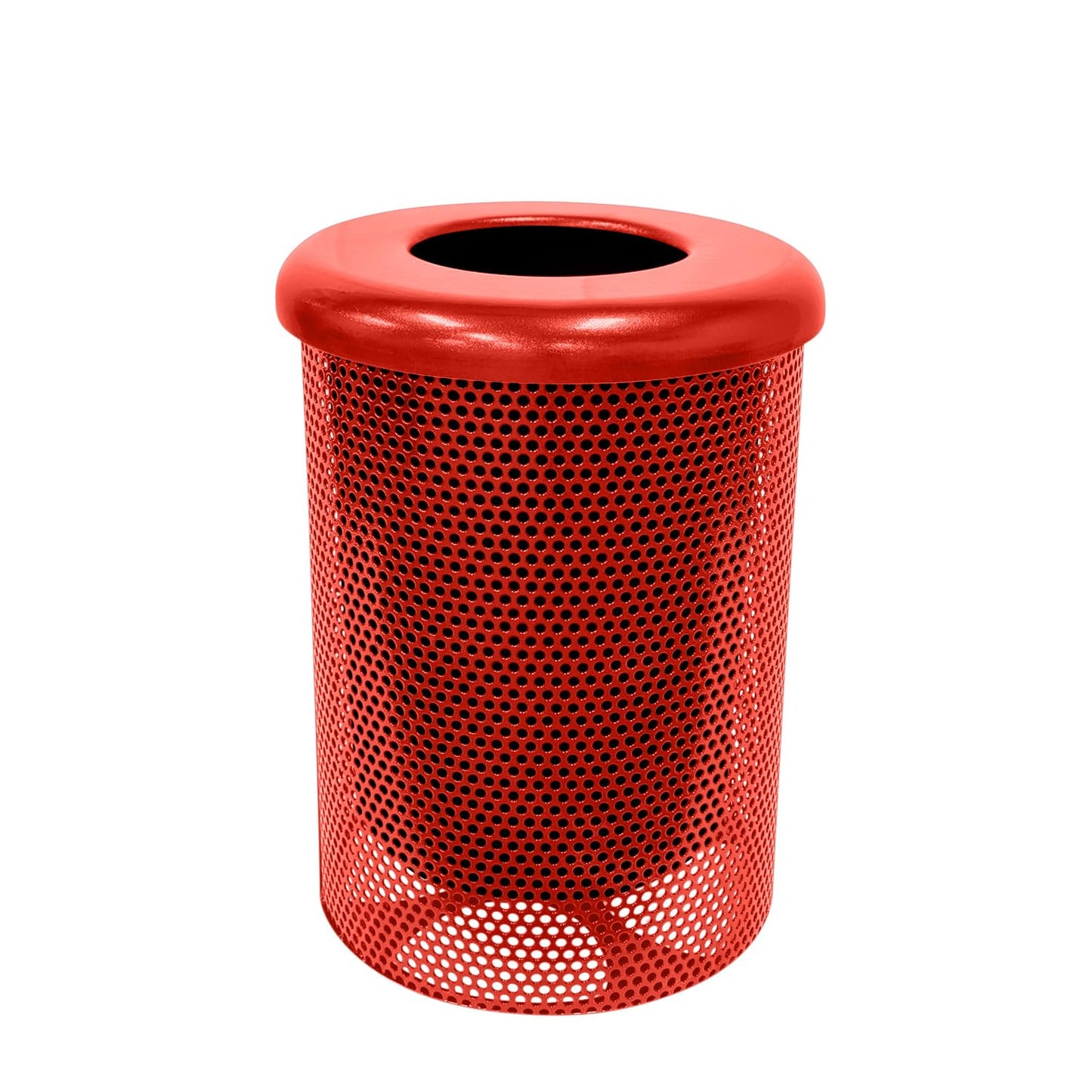 COATEDOUTDOORFURNITURE RFT-GRN Heavy Duty 32 Gallon Round Trash Receptacle, Liner Included, Green with Black Flat Top, Made in America