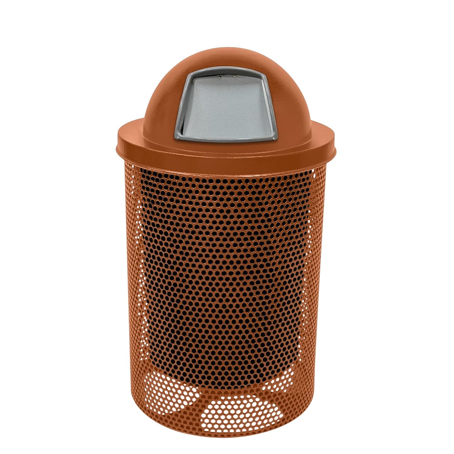 COATEDOUTDOORFURNITURE RFT-GRN Heavy Duty 32 Gallon Round Trash Receptacle, Liner Included, Green with Black Flat Top, Made in America