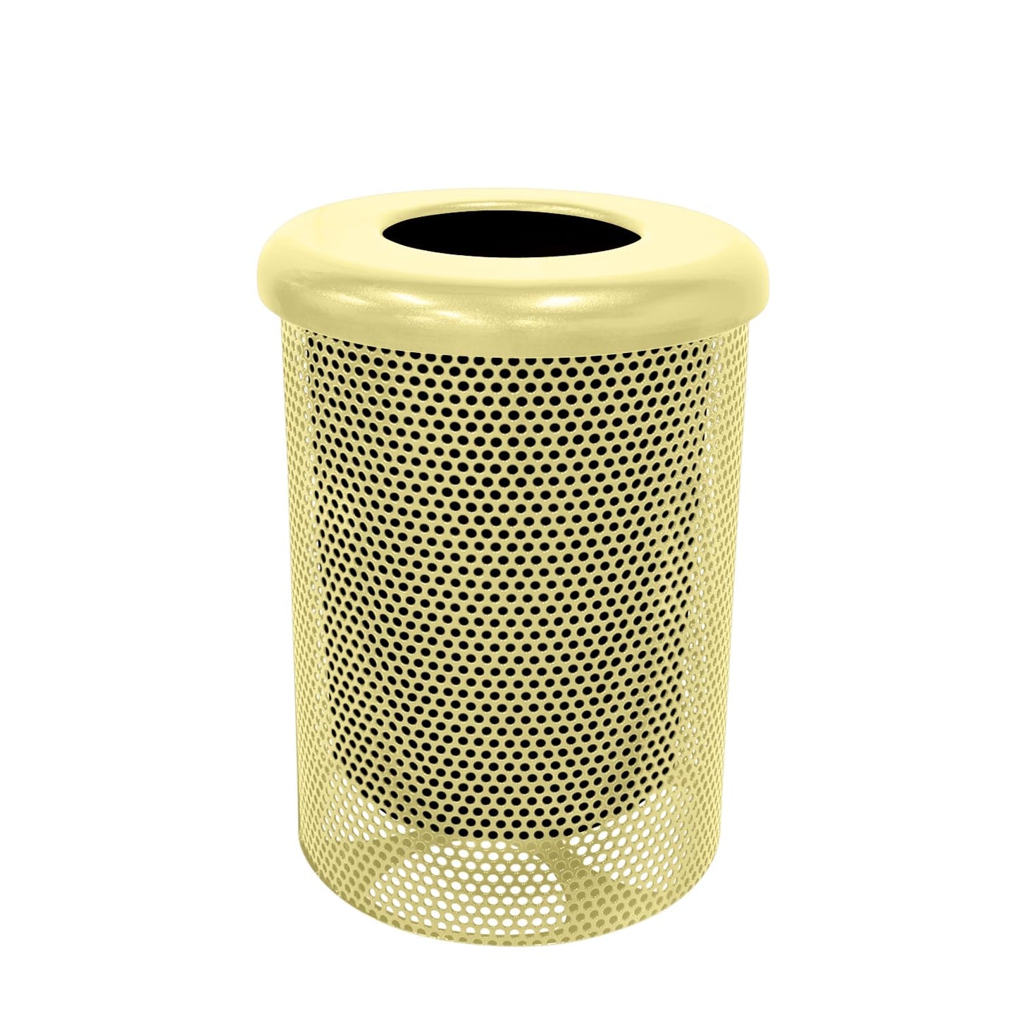 COATEDOUTDOORFURNITURE RFT-GRN Heavy Duty 32 Gallon Round Trash Receptacle, Liner Included, Green with Black Flat Top, Made in America