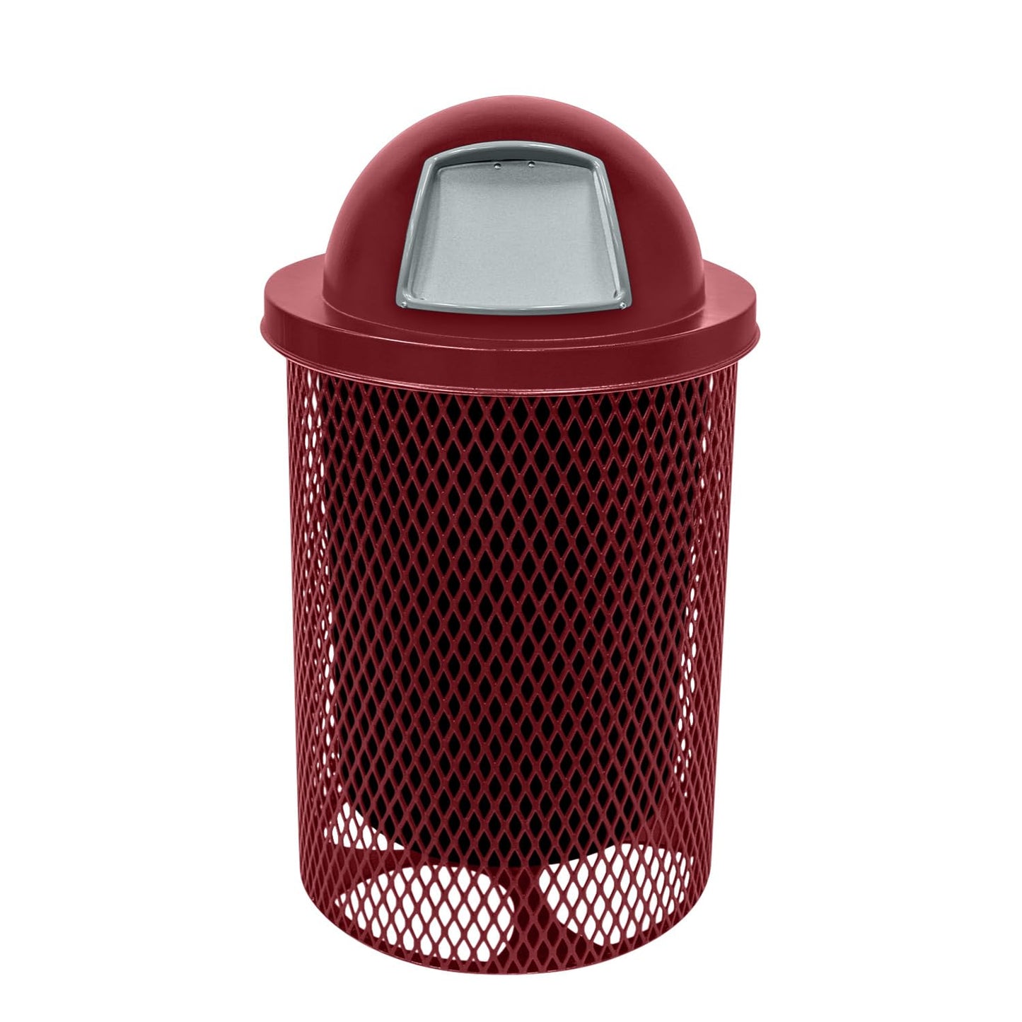 COATEDOUTDOORFURNITURE RFT-GRN Heavy Duty 32 Gallon Round Trash Receptacle, Liner Included, Green with Black Flat Top, Made in America