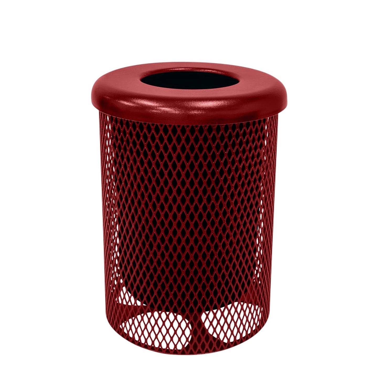 COATEDOUTDOORFURNITURE RFT-GRN Heavy Duty 32 Gallon Round Trash Receptacle, Liner Included, Green with Black Flat Top, Made in America