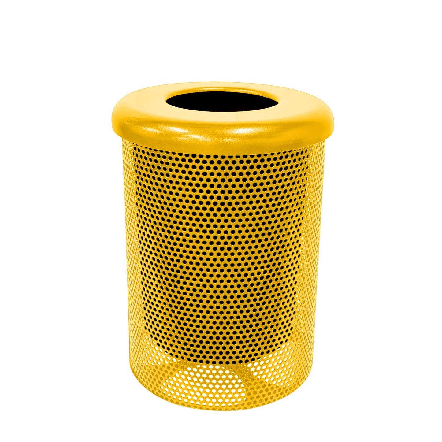 COATEDOUTDOORFURNITURE RFT-GRN Heavy Duty 32 Gallon Round Trash Receptacle, Liner Included, Green with Black Flat Top, Made in America